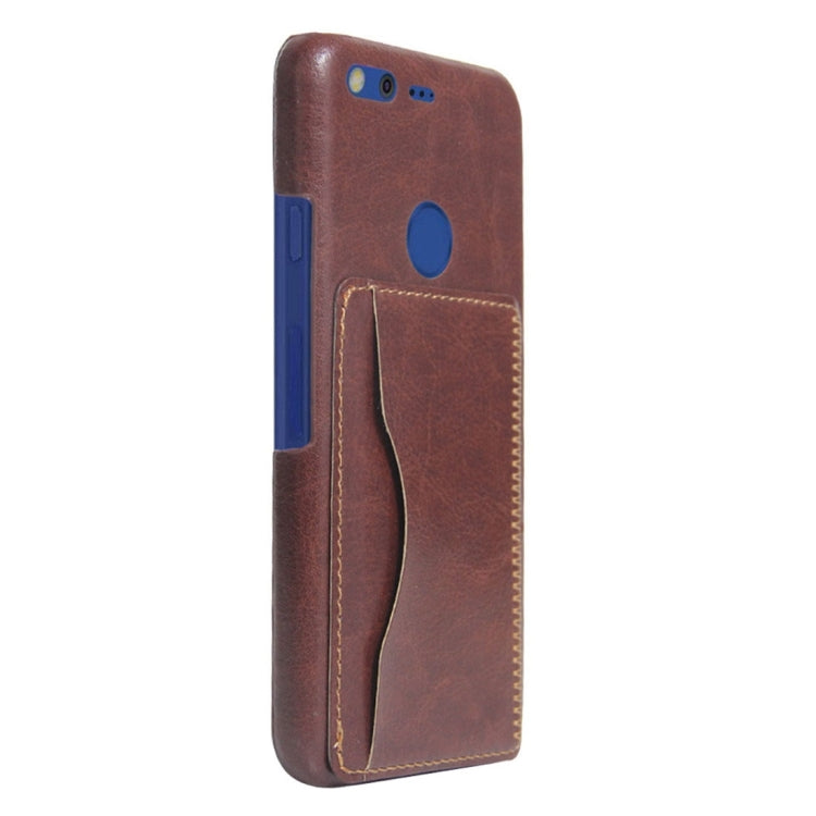 For Google Pixel XL Crazy Horse Texture PU Leather Protective Back Cover Case with Holder & Card Slots