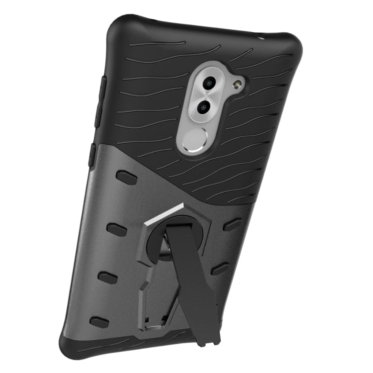 For Huawei Honor 6X Shock-Resistant 360 Degree Spin Sniper Hybrid Case TPU + PC Combination Case with Holder