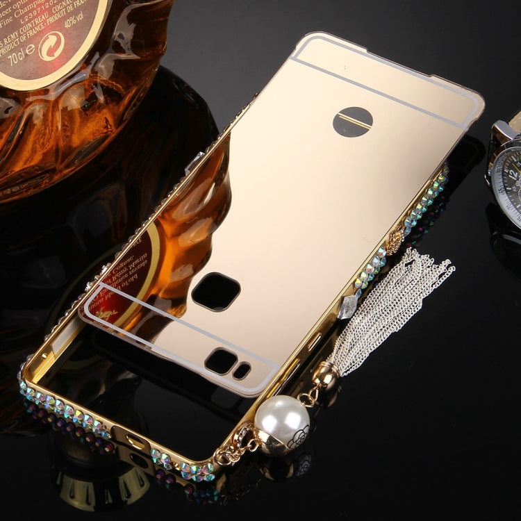 For Huawei G9 Lite Pearl Chain Pendant Diamond Encrusted Electroplating Mirror PC Protective Cover Case