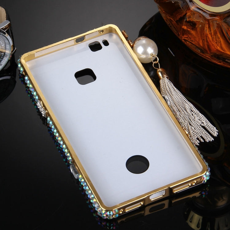 For Huawei G9 Lite Pearl Chain Pendant Diamond Encrusted Electroplating Mirror PC Protective Cover Case