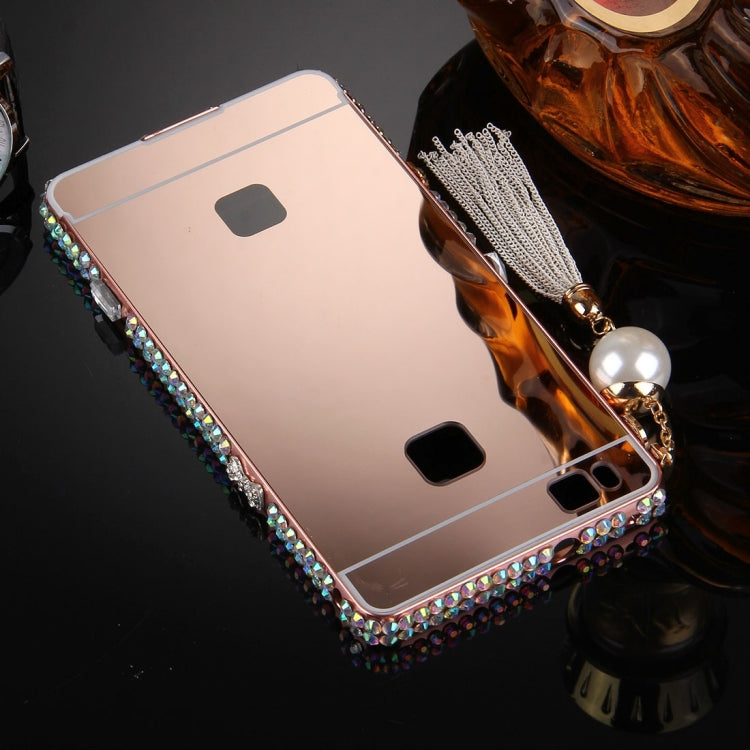For Huawei G9 Lite Pearl Chain Pendant Diamond Encrusted Electroplating Mirror PC Protective Cover Case