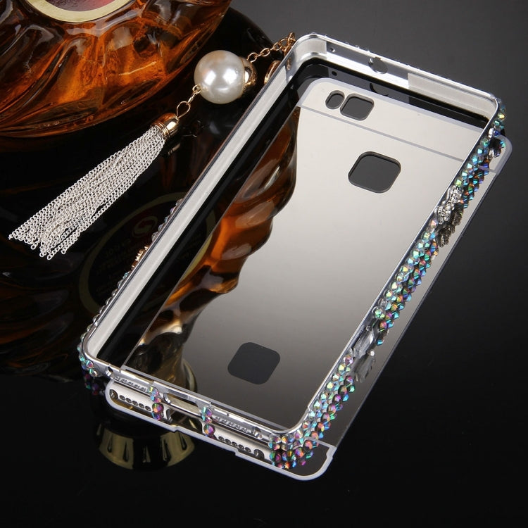 For Huawei G9 Lite Pearl Chain Pendant Diamond Encrusted Electroplating Mirror PC Protective Cover Case