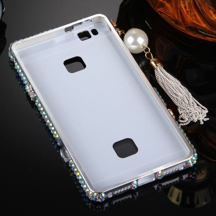 For Huawei G9 Lite Pearl Chain Pendant Diamond Encrusted Electroplating Mirror PC Protective Cover Case