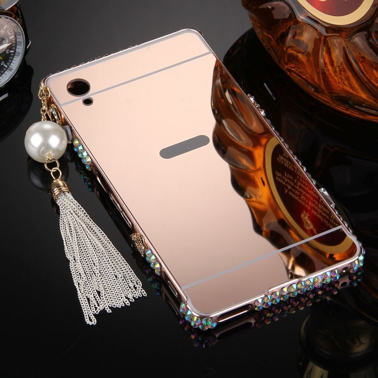 For Sony Xperia Z1 / L39h Chain Pendant Diamond Encrusted Electroplating Mirror PC Protective Cover Case