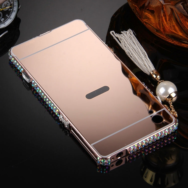 For Sony Xperia Z1 / L39h Chain Pendant Diamond Encrusted Electroplating Mirror PC Protective Cover Case