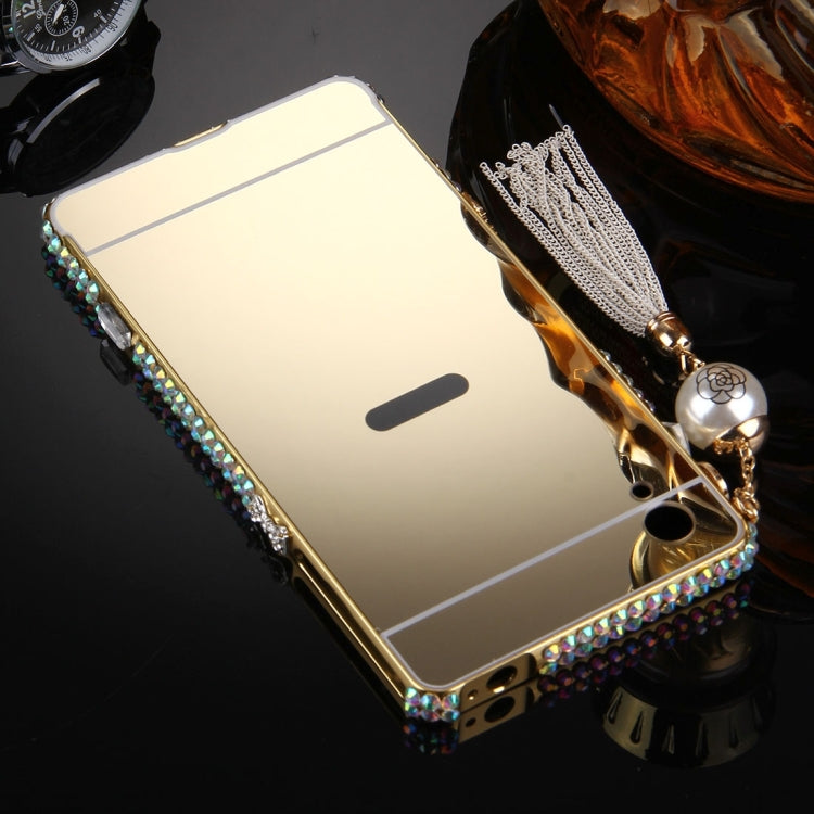 For Sony Xperia Z2 / L50w Chain Pendant Diamond Encrusted Electroplating Mirror PC Protective Cover Case(Gold)