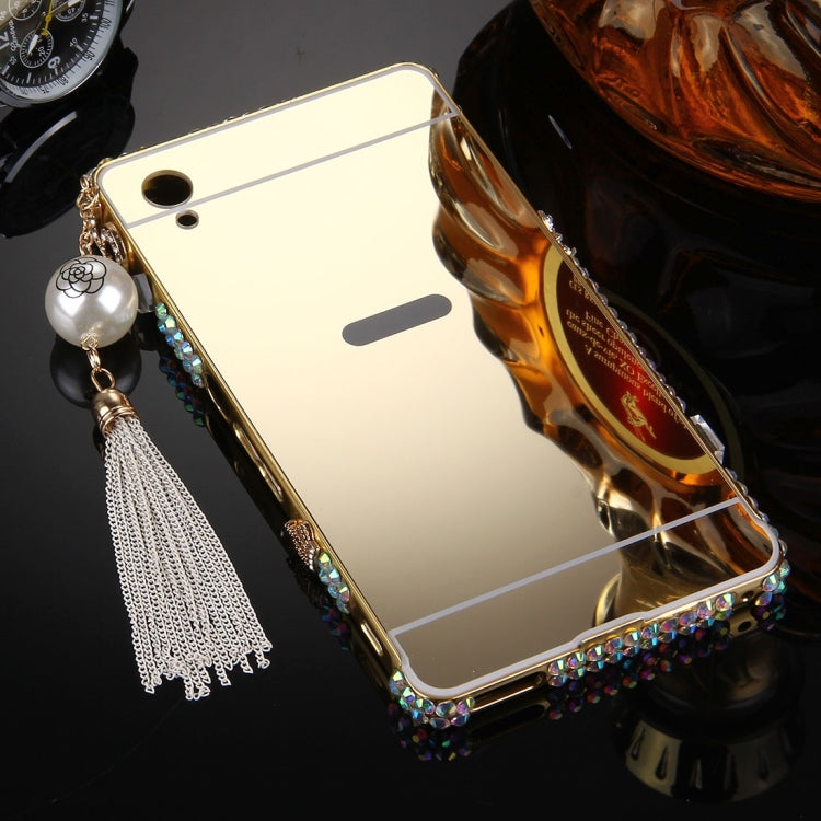 For Sony Xperia Z4 / Z3+ Chain Pendant Diamond Encrusted Electroplating Mirror PC Protective Cover Case