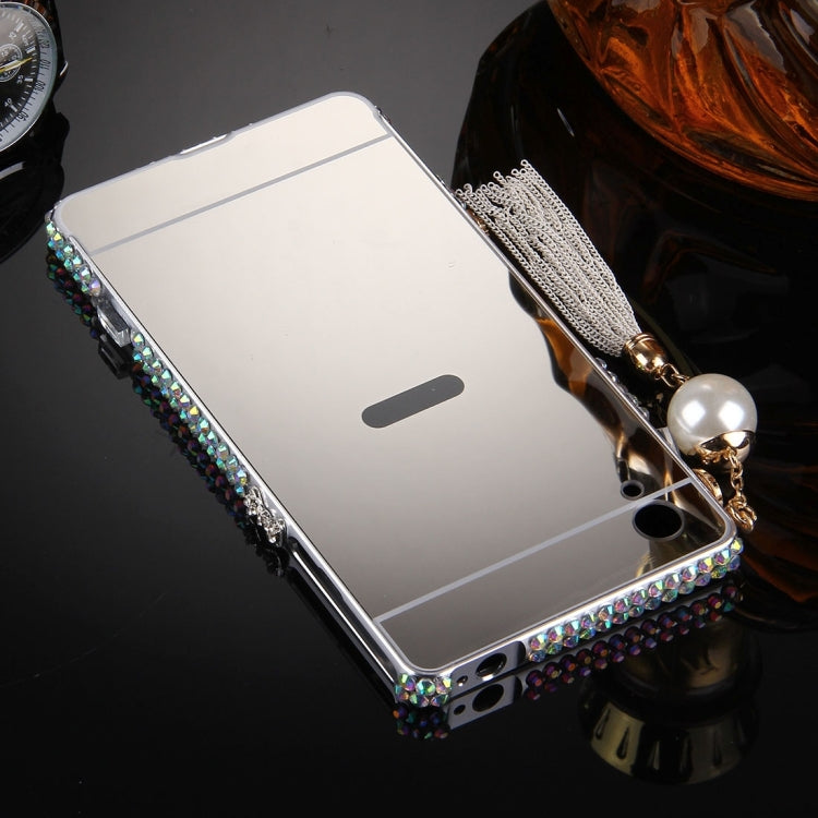 For Sony Xperia Z5 Chain Pendant Diamond Encrusted Electroplating Mirror PC Protective Cover Case