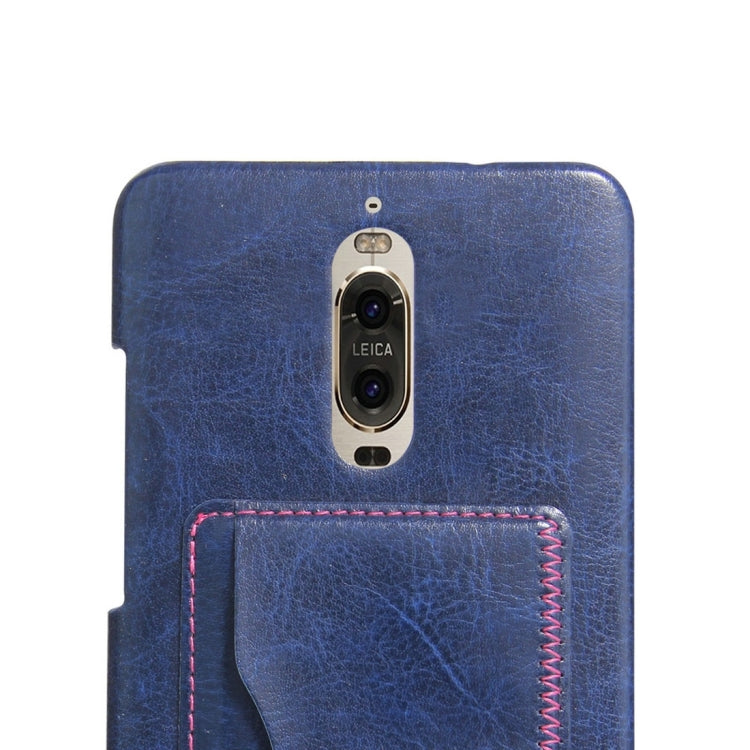 For Huawei Mate 9 Pro Crazy Horse Texture Solid Color Leather Surface PC Protective Case Back Cover with Holder & Card Slot