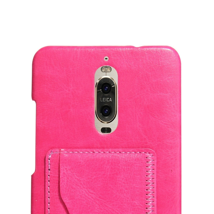 For Huawei Mate 9 Pro Crazy Horse Texture Solid Color Leather Surface PC Protective Case Back Cover with Holder & Card Slot