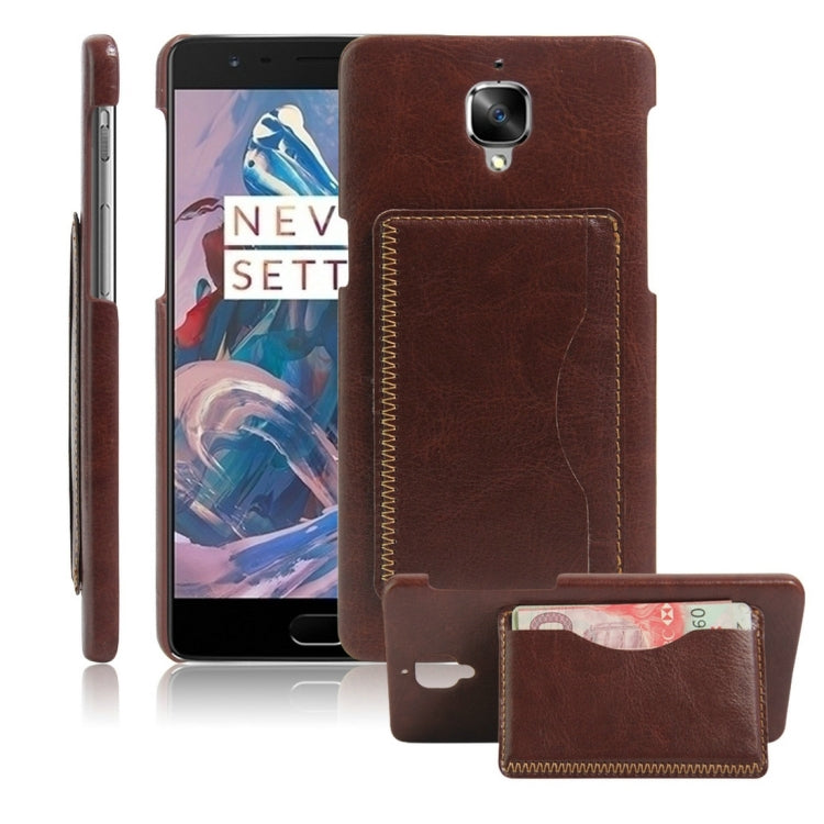 For OnePlus 3 & 3T Crazy Horse Texture Solid Color Leather Surface PC Protective Case Back Cover with Holder & Card Slot