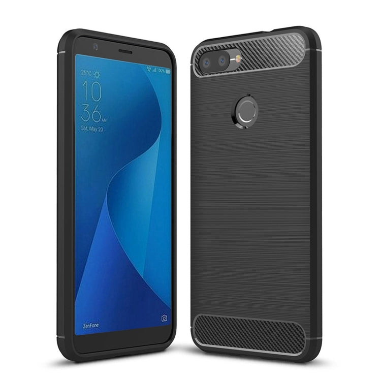 For Asus Zenfone Max Plus (M1) ZB570TL Brushed Texture Carbon Fiber Shockproof TPU Protective Back Case