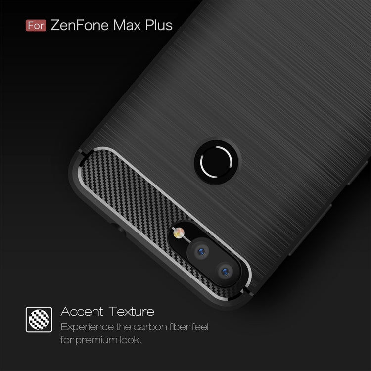 For Asus Zenfone Max Plus (M1) ZB570TL Brushed Texture Carbon Fiber Shockproof TPU Protective Back Case