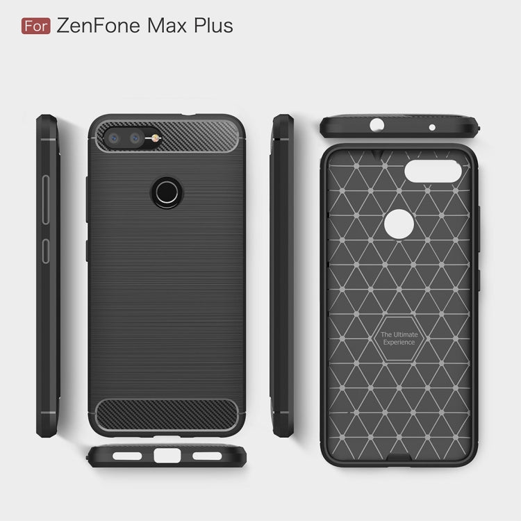 For Asus Zenfone Max Plus (M1) ZB570TL Brushed Texture Carbon Fiber Shockproof TPU Protective Back Case