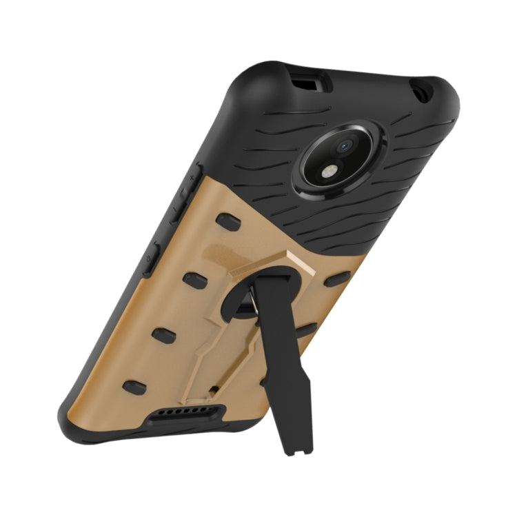 For Motorola Moto C Plus Shock-Resistant 360 Degree Spin Sniper Hybrid Cover TPU + PC Combination Case with Holder