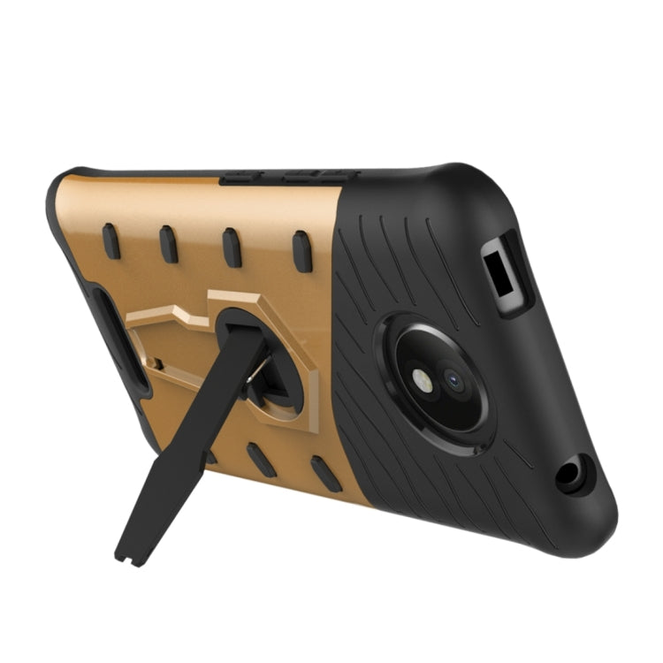 For Motorola Moto C Plus Shock-Resistant 360 Degree Spin Sniper Hybrid Cover TPU + PC Combination Case with Holder