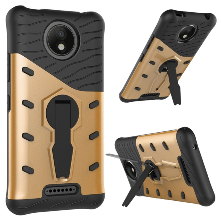 For Motorola Moto C Plus Shock-Resistant 360 Degree Spin Sniper Hybrid Cover TPU + PC Combination Case with Holder