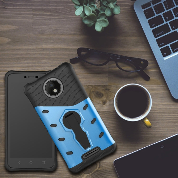 For Motorola Moto C Plus Shock-Resistant 360 Degree Spin Sniper Hybrid Cover TPU + PC Combination Case with Holder