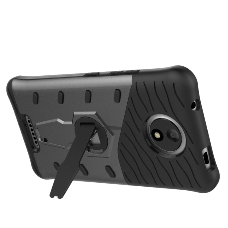For Motorola Moto C Shock-Resistant 360 Degree Spin Sniper Hybrid Cover TPU + PC Combination Case with Holder