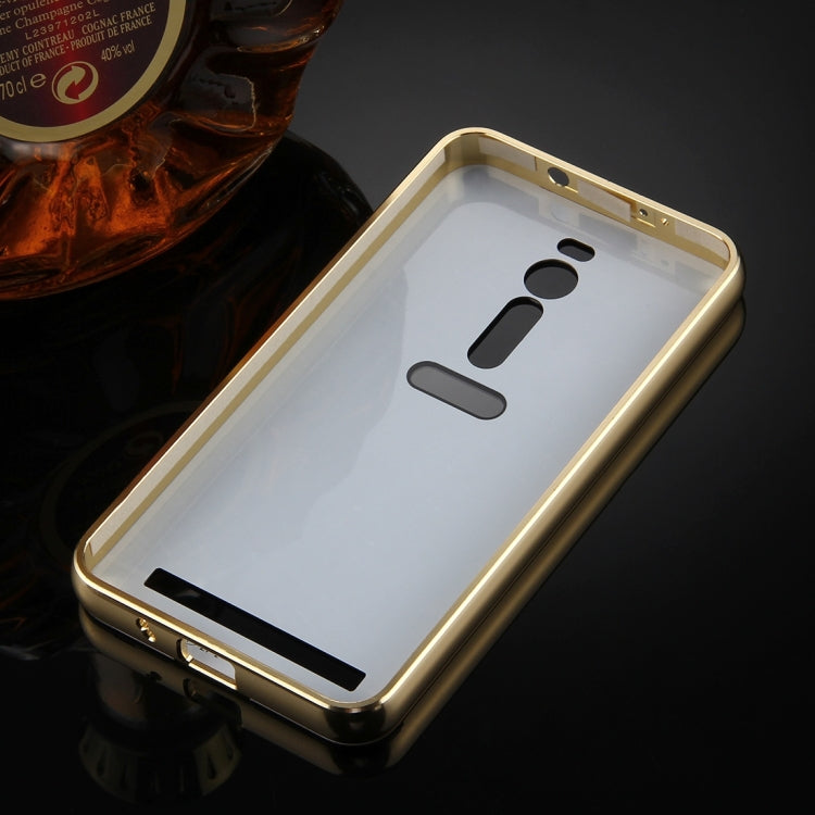 For Asus Zenfone 2 / ZE551ML Mirror Push Pull Back Shell Cover + Electroplating Bumper Frame Protective Combination Case