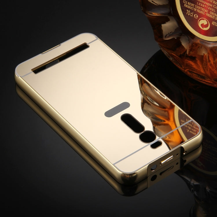 For Asus Zenfone 2 / ZE551ML Mirror Push Pull Back Shell Cover + Electroplating Bumper Frame Protective Combination Case