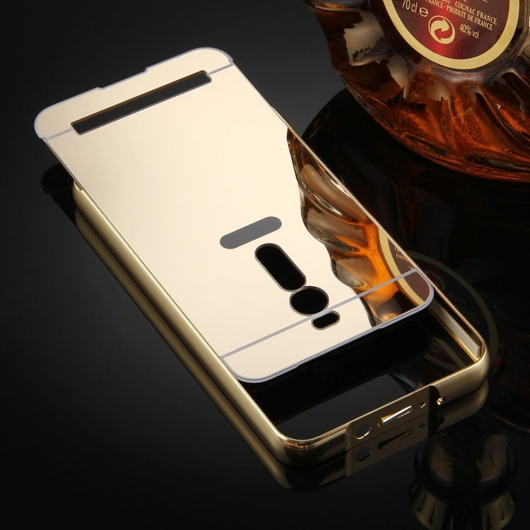 For Asus Zenfone 2 / ZE551ML Mirror Push Pull Back Shell Cover + Electroplating Bumper Frame Protective Combination Case