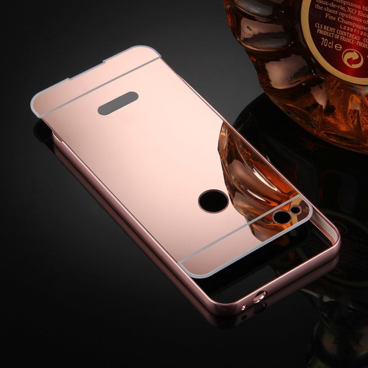 For Huawei Honor 8 Youth Editon Mirror Push Pull Back Shell Cover + Electroplating Bumper Frame Protective Combination Case
