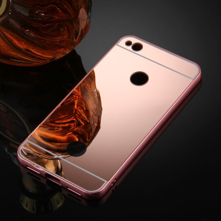 For Huawei P8 Lite (2017) Mirror Push Pull Back Shell Cover + Electroplating Bumper Frame Protective Combination Case