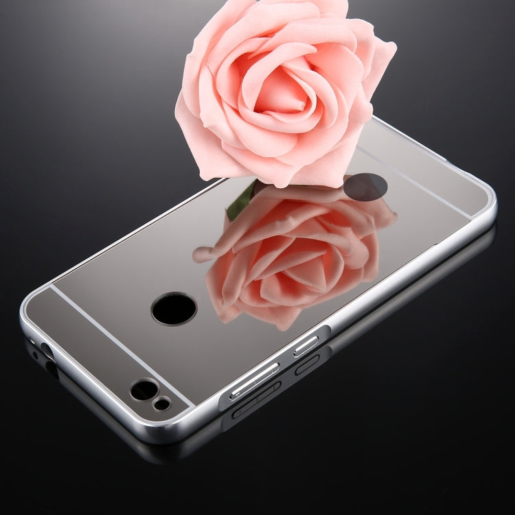 For Huawei P8 Lite (2017) Mirror Push Pull Back Shell Cover + Electroplating Bumper Frame Protective Combination Case