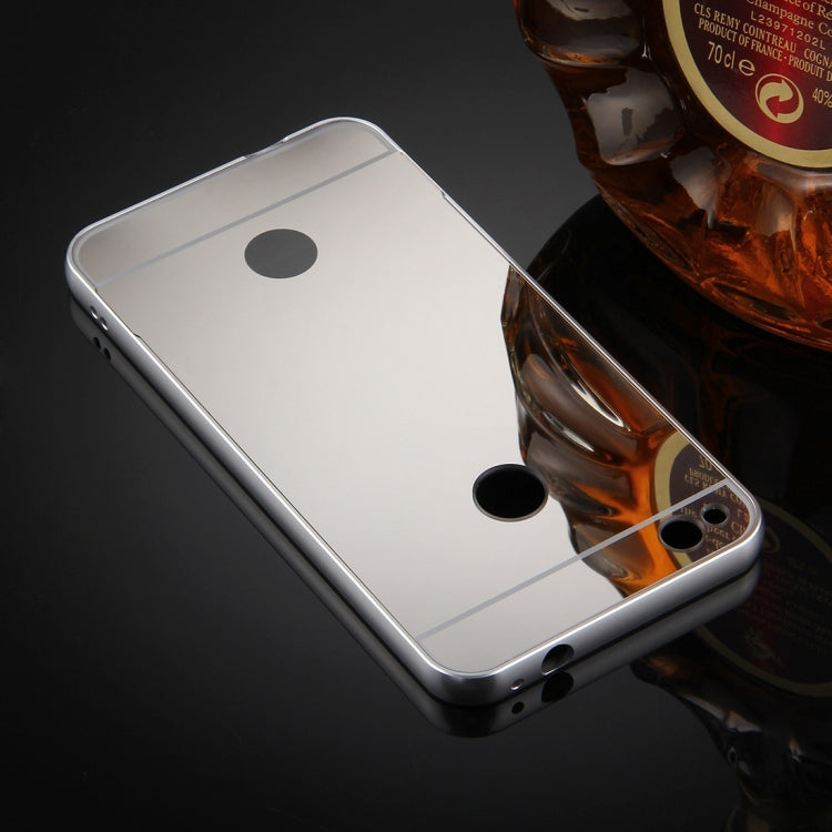 For Huawei P8 Lite (2017) Mirror Push Pull Back Shell Cover + Electroplating Bumper Frame Protective Combination Case