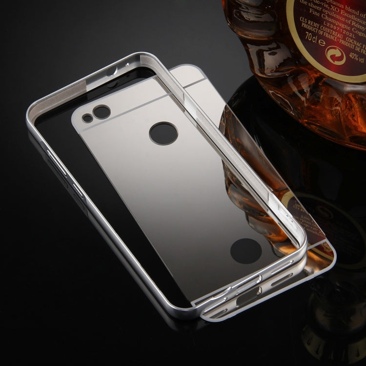 For Huawei P8 Lite (2017) Mirror Push Pull Back Shell Cover + Electroplating Bumper Frame Protective Combination Case