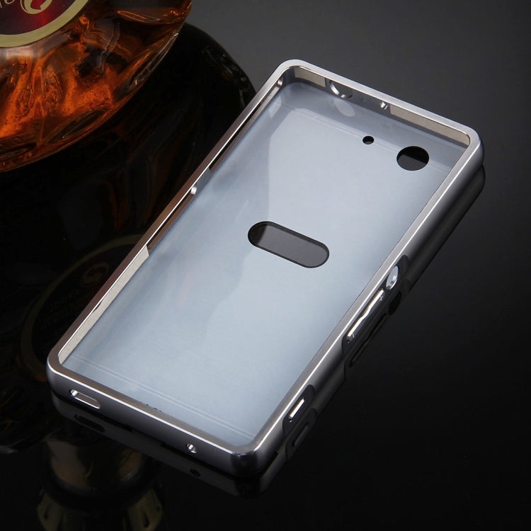 For Sony Xperia Z3 Compact Mirror Push Pull Back Shell Cover + Electroplating Bumper Frame Protective Combination Case