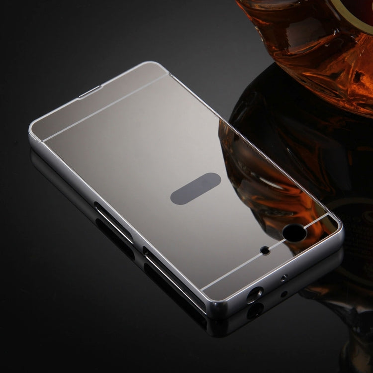 For Sony Xperia Z3 Compact Mirror Push Pull Back Shell Cover + Electroplating Bumper Frame Protective Combination Case