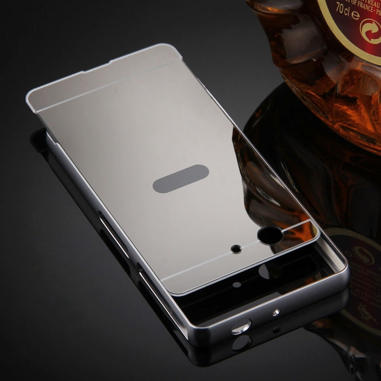 For Sony Xperia Z3 Compact Mirror Push Pull Back Shell Cover + Electroplating Bumper Frame Protective Combination Case