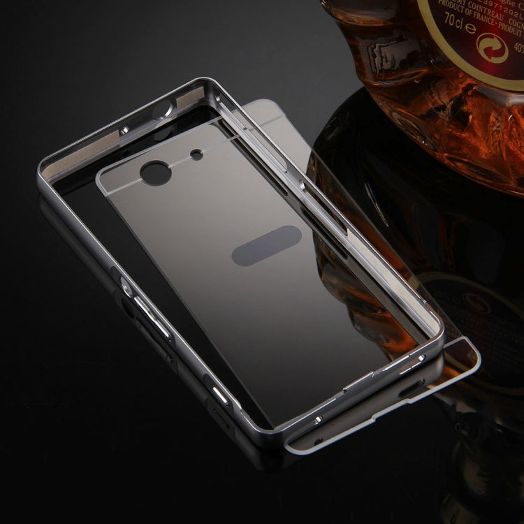 For Sony Xperia Z3 Compact Mirror Push Pull Back Shell Cover + Electroplating Bumper Frame Protective Combination Case
