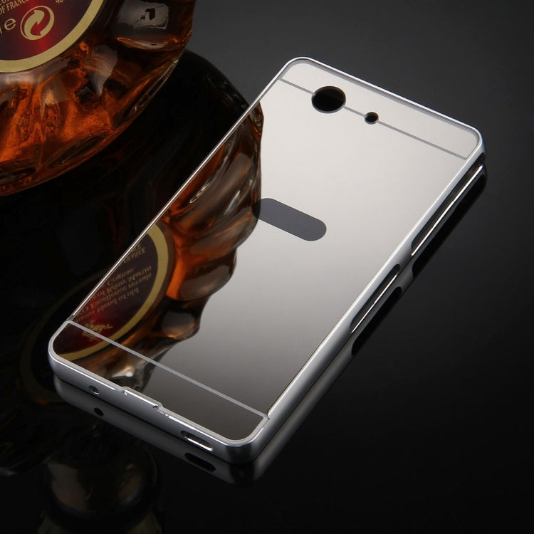 For Sony Xperia Z3 Compact Mirror Push Pull Back Shell Cover + Electroplating Bumper Frame Protective Combination Case