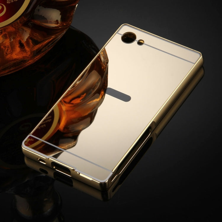 For Sony Xperia Z5 Mini Mirror Push Pull Back Shell Cover + Electroplating Bumper Frame Protective Combination Case