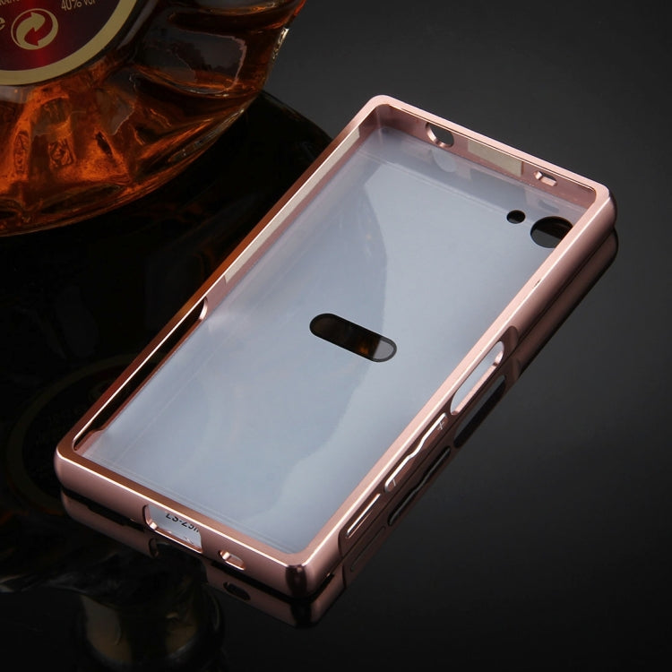 For Sony Xperia Z5 Mini Mirror Push Pull Back Shell Cover + Electroplating Bumper Frame Protective Combination Case