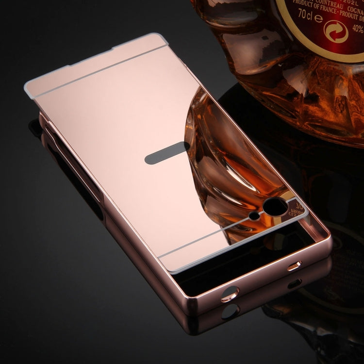 For Sony Xperia Z5 Mini Mirror Push Pull Back Shell Cover + Electroplating Bumper Frame Protective Combination Case