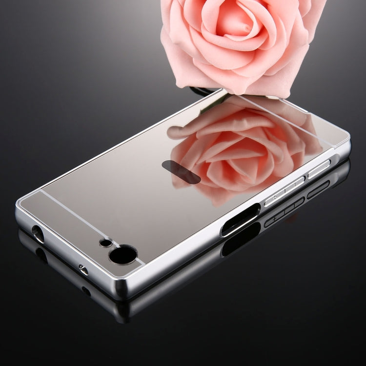 For Sony Xperia Z5 Mini Mirror Push Pull Back Shell Cover + Electroplating Bumper Frame Protective Combination Case