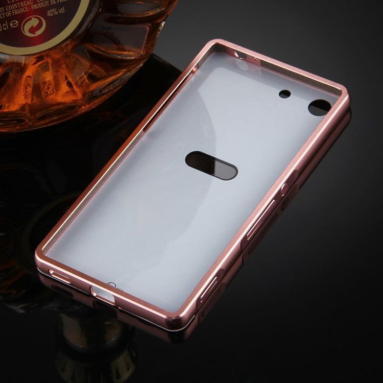For Sony Xperia M5 Mirror Push Pull Back Shell Cover + Electroplating Bumper Frame Protective Combination Case