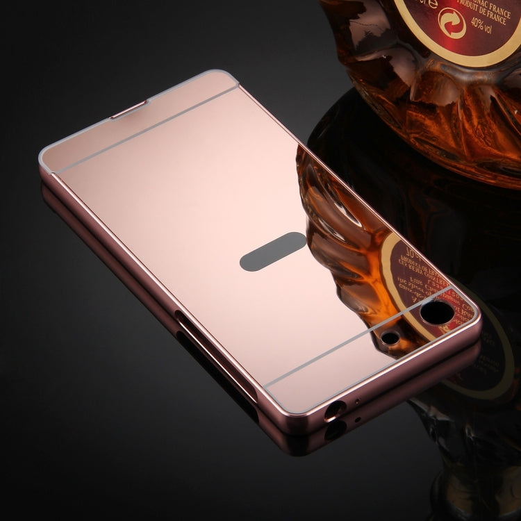 For Sony Xperia M5 Mirror Push Pull Back Shell Cover + Electroplating Bumper Frame Protective Combination Case