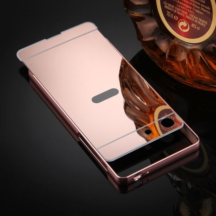 For Sony Xperia M5 Mirror Push Pull Back Shell Cover + Electroplating Bumper Frame Protective Combination Case