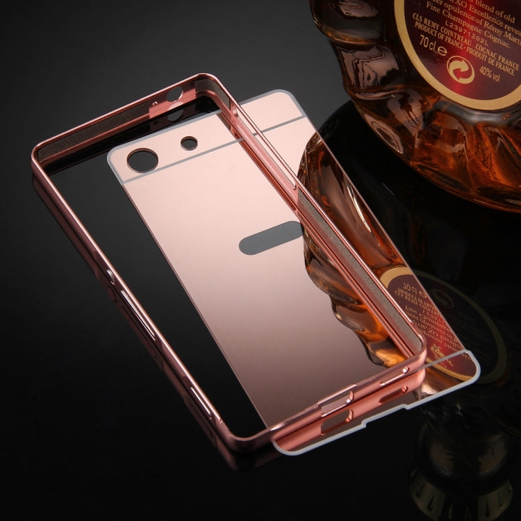 For Sony Xperia M5 Mirror Push Pull Back Shell Cover + Electroplating Bumper Frame Protective Combination Case