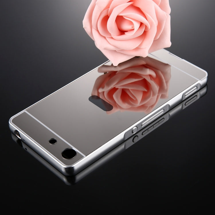 For Sony Xperia M5 Mirror Push Pull Back Shell Cover + Electroplating Bumper Frame Protective Combination Case