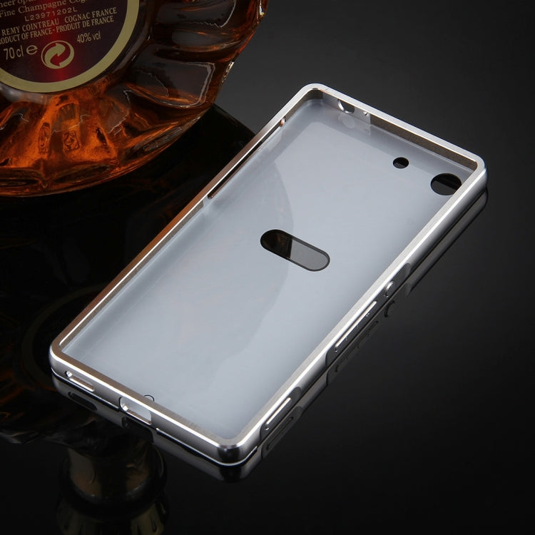 For Sony Xperia M5 Mirror Push Pull Back Shell Cover + Electroplating Bumper Frame Protective Combination Case
