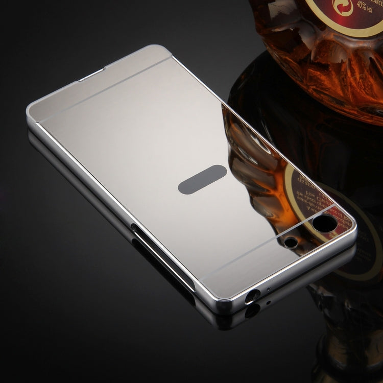 For Sony Xperia M5 Mirror Push Pull Back Shell Cover + Electroplating Bumper Frame Protective Combination Case
