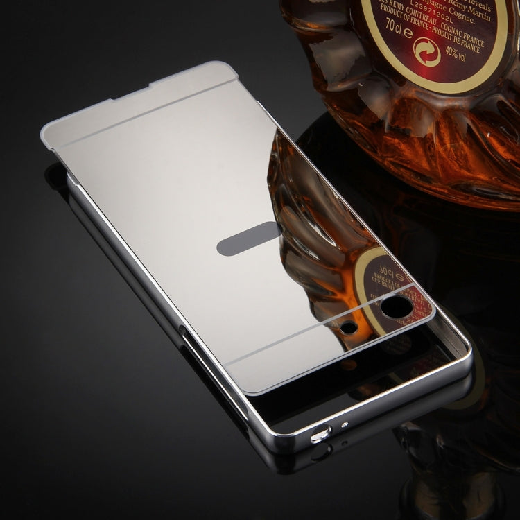 For Sony Xperia M5 Mirror Push Pull Back Shell Cover + Electroplating Bumper Frame Protective Combination Case