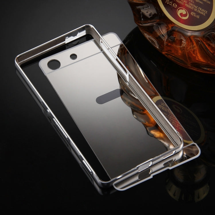 For Sony Xperia M5 Mirror Push Pull Back Shell Cover + Electroplating Bumper Frame Protective Combination Case