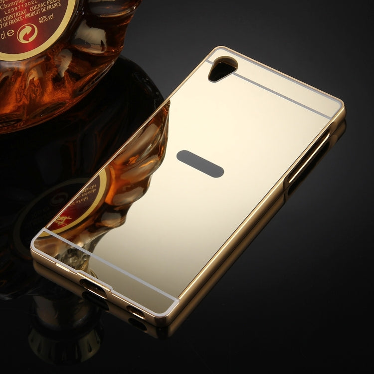 For Sony Xperia Z5 Premium Mirror Push Pull Back Shell Cover + Electroplating Bumper Frame Protective Combination Case